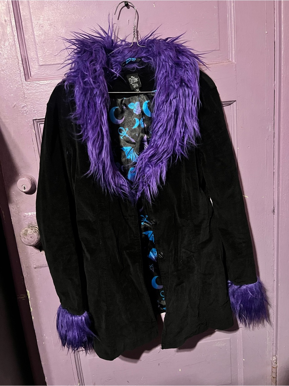 Dolls kill black and purple trim coat